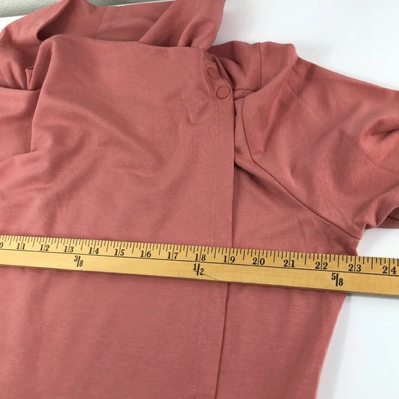zūda Wrap Size Medium Rose Z-Knit Drape Snaps Thumbholes Athleisure Top - Picture 13 of 15